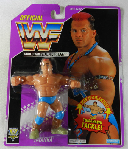 SEALED MOC 1993 WWF TATANKA TOMAHAWK TACKLE PURPLE...