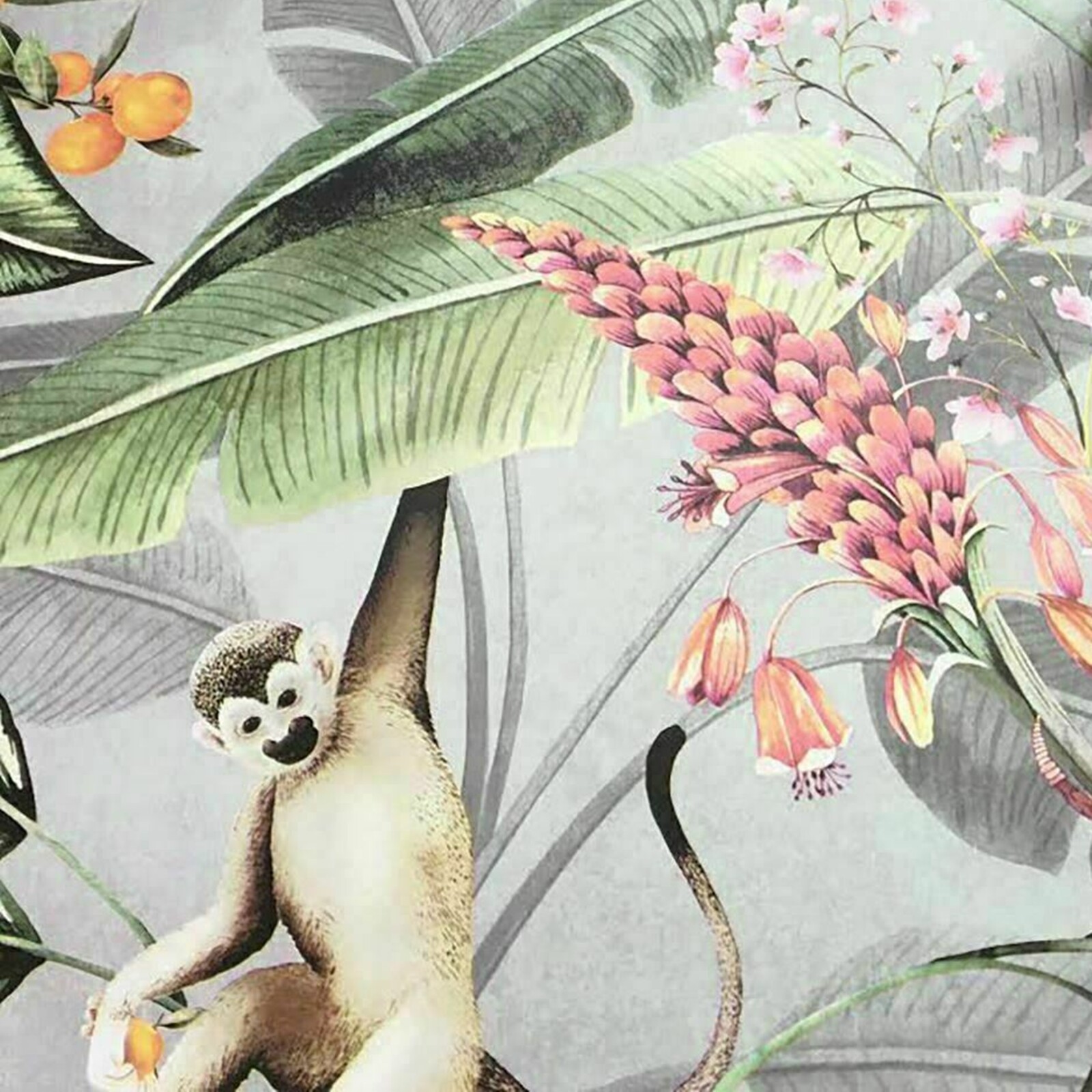 B&Q - Belgravia Tropical Animal Garden Jungle Floral Palm Grey Green Pink Wallpaper - Image 5