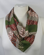 Infinity scarf, beautiful pattern, green color theme, chiffon, handmade
