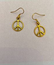 Gold Color Peace Sign Earrings B-0082