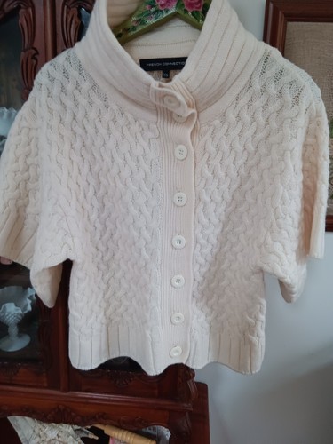 "FRENCH CONNECTION" CREAM..70% ACRYLIC..30% WOOL S/ S CARDIE...SIZE 12-14 - Picture 6 of 7