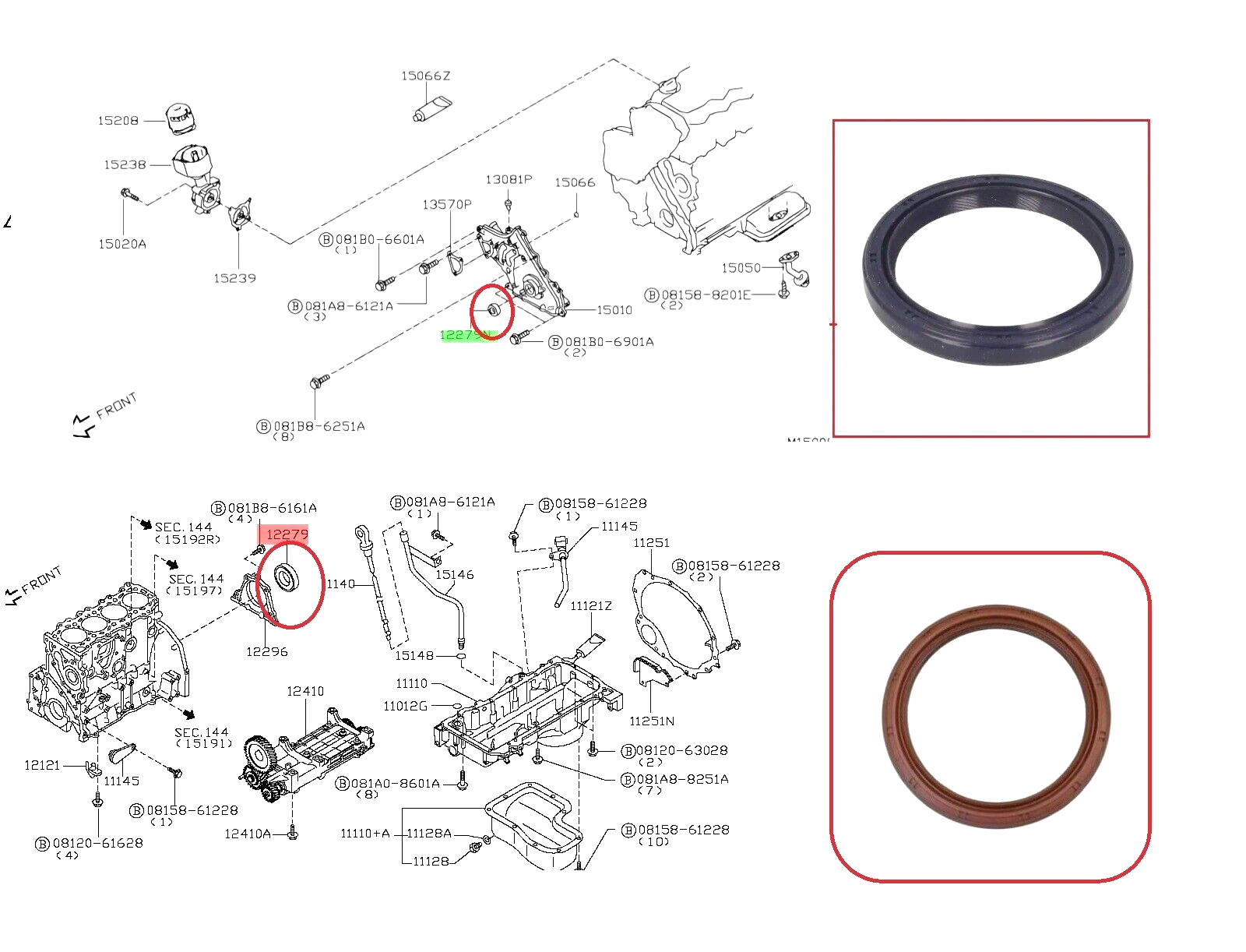 For NISSAN X-TRAIL T30 2.2DCI ENGINE CRANK SHAFT SEALS FRONT & REAR 2001-2007
