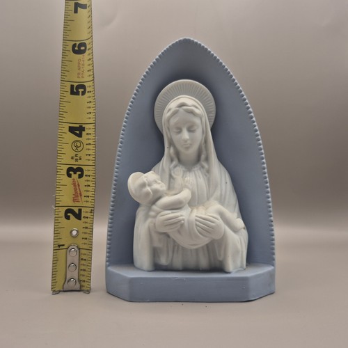 Mary Madonna and Child Planter Vase Figure 1960 Japan HF Co. Bisque Porcelain - Picture 7 of 7