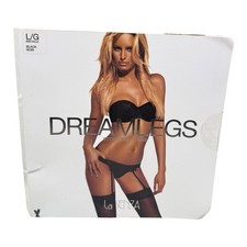 Vintage La Senza Dreamlegs Silky Sheer Stockings 15 Denier Made in Italy Black L