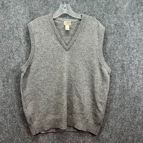 Vintage L.L. Bean Men’s V-Neck Sweater Vest | 100% Lambswool | Gray | Size L Reg - Picture 3 of 11