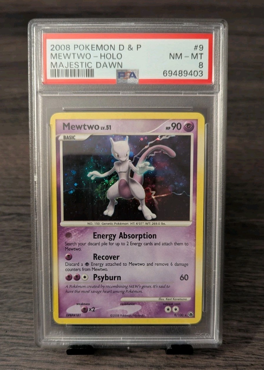 Pokemon Mewtwo Holo 9/100 Diamond & Pearl Majestic Dawn PSA 8 NM-MT