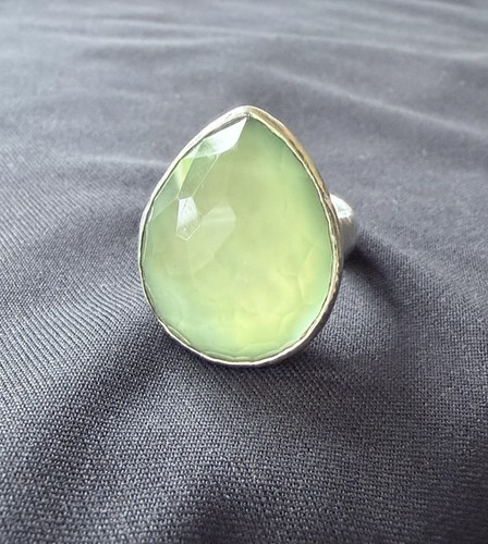 Ippolita Rock Candy Sterling Silver Green Amethyst Quartz Pear Ring Size 7