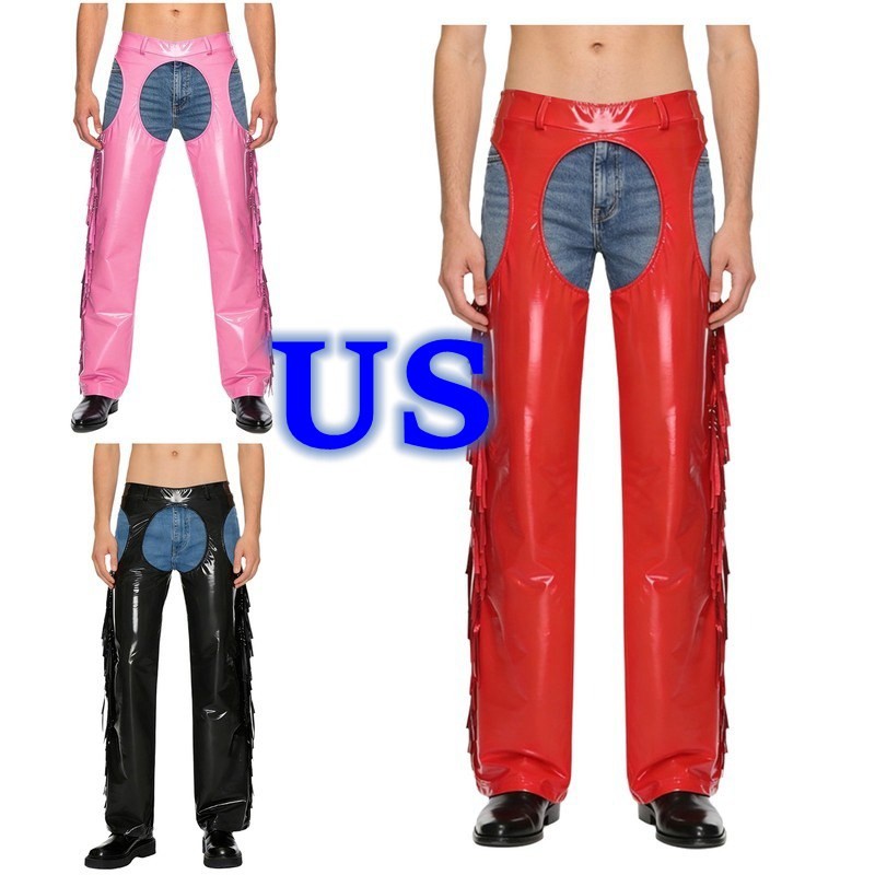Men Motorcycle Chaps Hollow Out Assless Trousers Cowboy Motorcycle Riding Pants