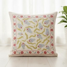 19"x19" 100 Silk Pillow. Handmade Cushion Cover. Embroidered Throw Pillow Cover