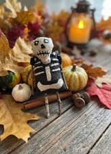 Halloween Primitive Handmade Vintage Style Skeleton Brooch/Pin