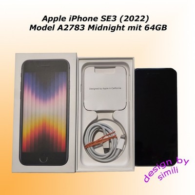 Apple iPhone SE 3. Gen. wie Neu - Model A2783 - 64GB - Midnight (Ohne Simlock)