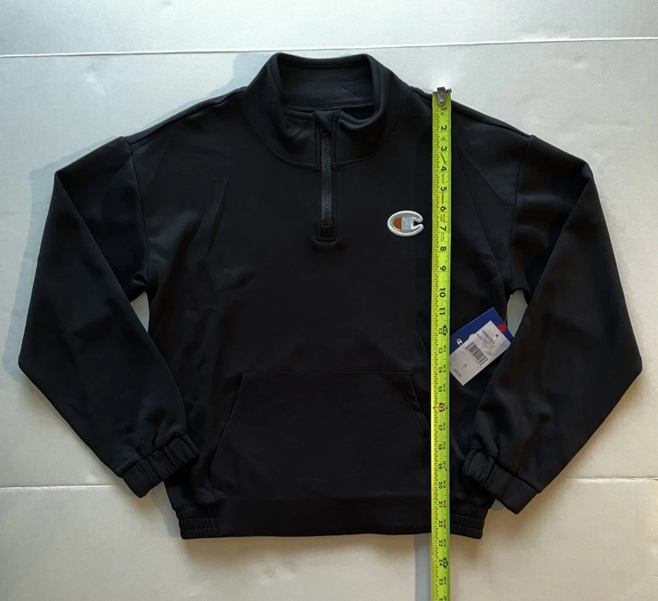 Nuevo con etiquetas Pullover Niñas Champion Cuarto Cremallera Negro - Talla XL / 16 - ENVÍO GRATUITO Foto 3 de 4