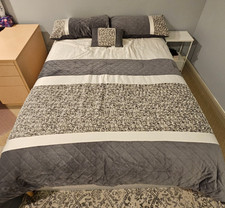 King Comforter, Bed Sheet, 2 Shams and a Throw Pillow Grey