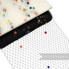 9 inch wide (23cm) Rainbow Dotted Millinery Netting Veiling Black or Ivory - 1m