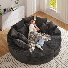 78-inch Oversized Round Chaise Lounge Chair Indoor Convertible Folding Sofa Bed