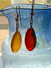 Beautiful Vintage amber two colors french wire earrings — photo 3