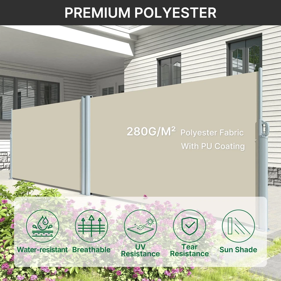 Toldo Doble Lateral Retráctil 276"x63" Completo Aluminio Patio Exterior Plegable P... Foto 3 de 4