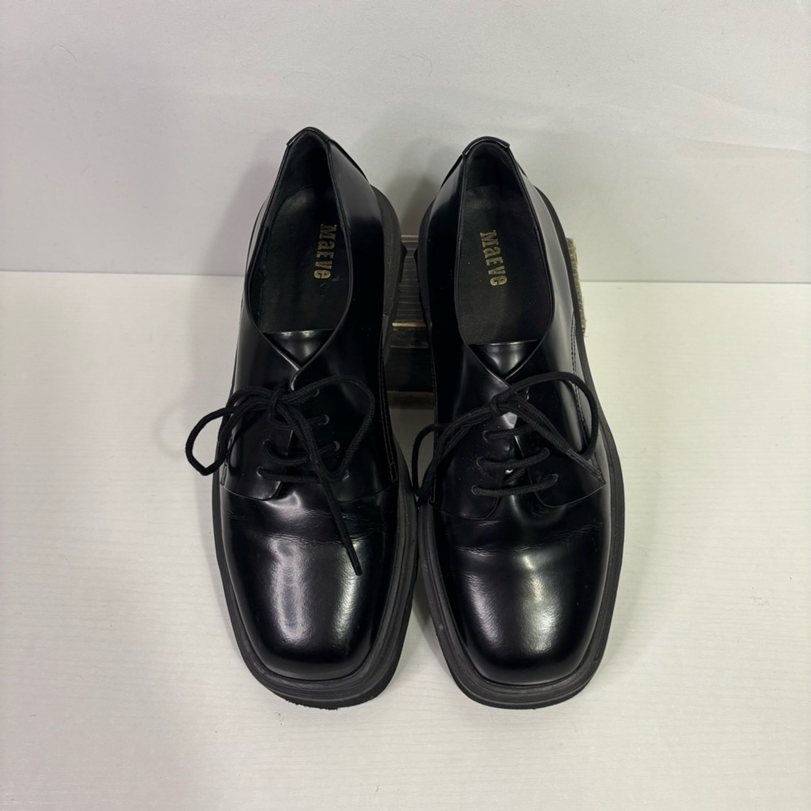 SAOLA Scarpe Oxford Maeve Anthropologie in pelle nera con suola platform grossa taglia 38