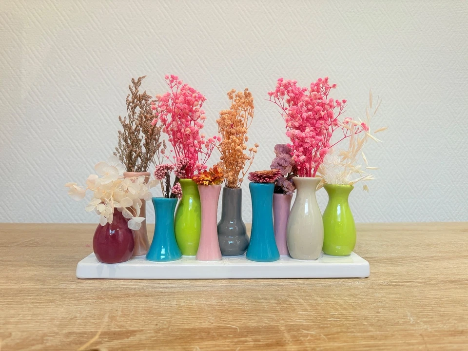Jinfa Vasenset 10 bunte Keramikväschen Vase Blumenvase Gestecke Deko Mini Vasen - Bild 2 von 4