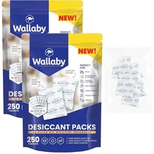Wallaby 2g Silica Gel Packs (500) - Food Safe, Rechargeable Moisture Absorber
