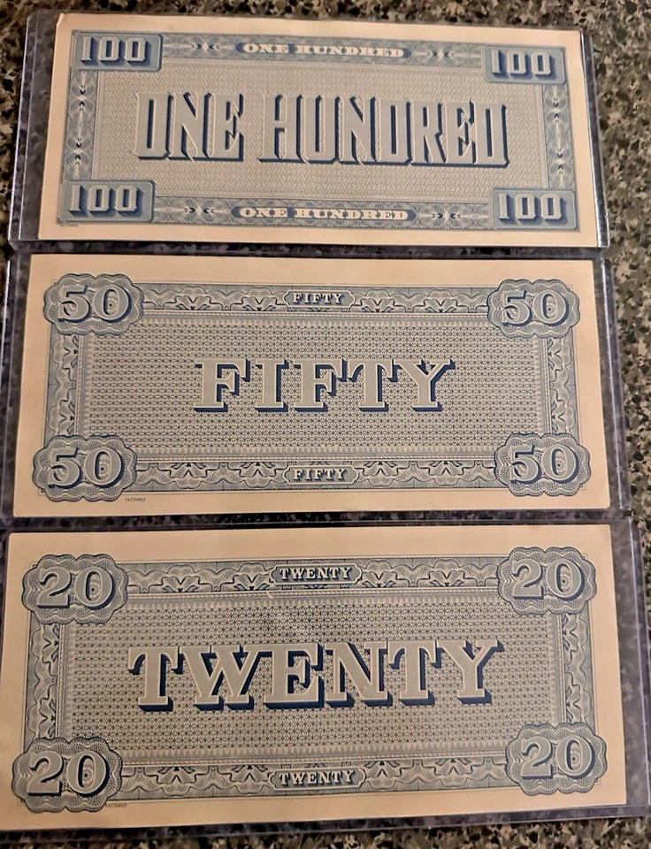 Lot of 3 Confederate States of America Bills $100, $50 & $20 - Image 2 of 2