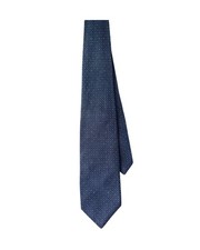 Bvlgari Silk Tie Dark Blue with Geometric Subtle Logo