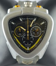 Luxury Lamborghini Chronograph Men Black Dial Rubber Band Quartz Wristwatch