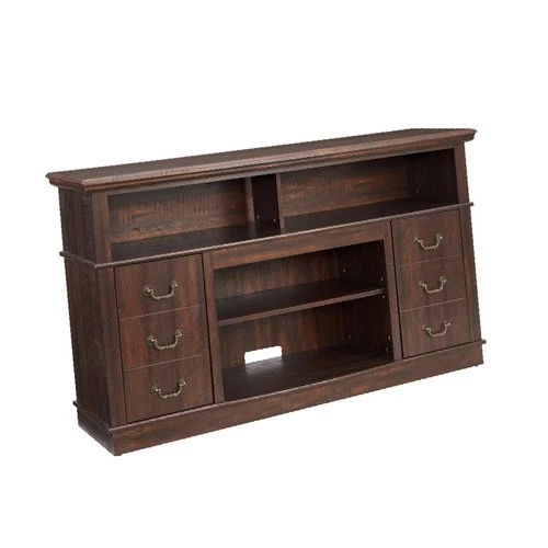 Retro TV Stand Storage with Cable Management Espresso Cabinet Table for Modern