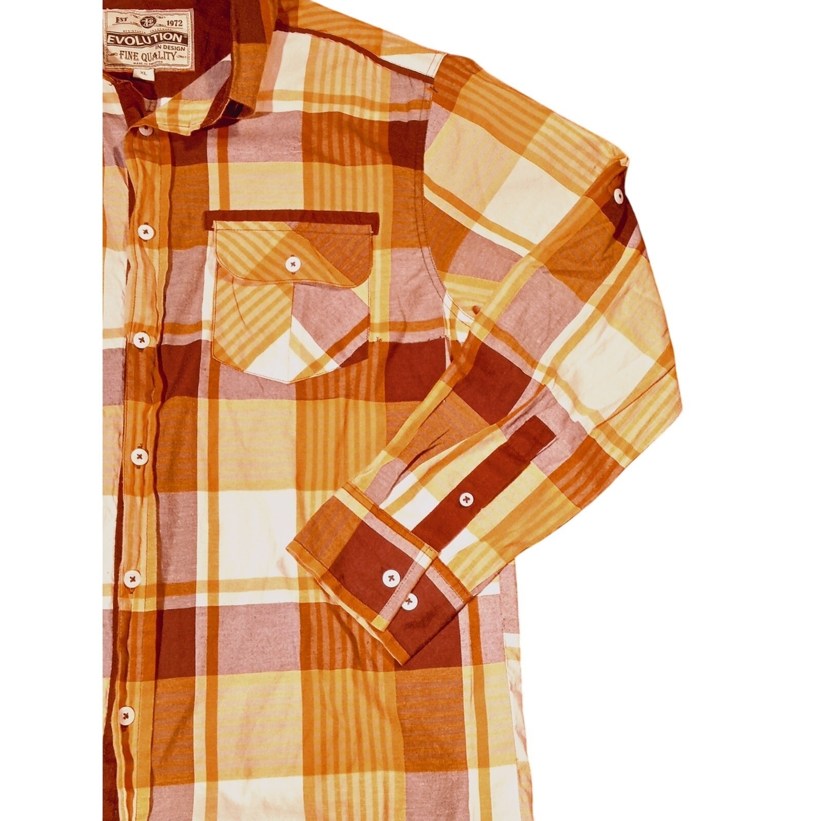 Evolution Design Shirt Button Down Plaid Long Sle… - image 5