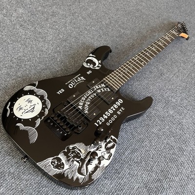 Ouija Black Moon Style Electric Guitar Solid Body  Maple Neck Floyd Rose Bridge