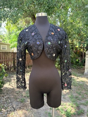 Vintage 80s 90s An Original Milly Of New York Lace Beaded Sequin Bolero