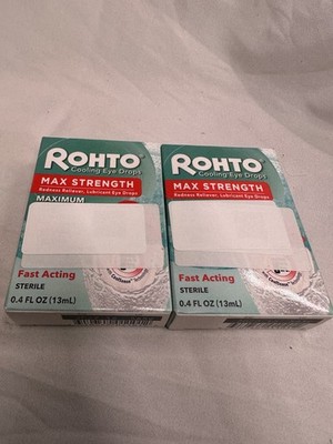 2 Pack Rohto Cooling Eye Drops Maximum Redness Relief Lubricates 0.4 Oz Each