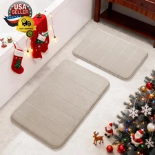 Memory Foam Bathroom Rugs Sets 2 Piece - Super Soft Absorbent Quick Dry Bath Mat