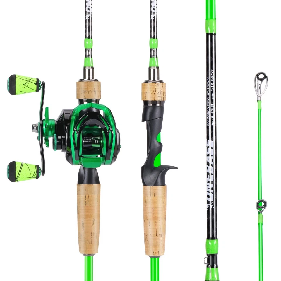One Bass GT Light molinete giratório e de lançamento e vara de pesca de grafite 2 peças 7 pés - Imagem 2 de 4