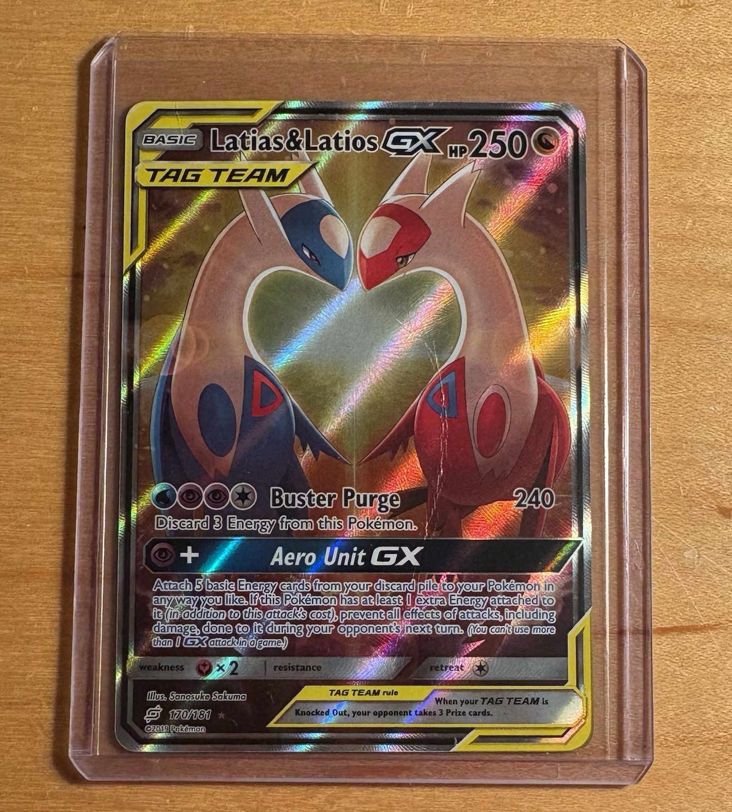 Latias & Latios GX TAG TEAM Full Art Ultra Rare Holo 170/181 Sm-Team Up English