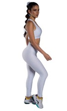 Leggings Colombianos Pantalones Texturizados Cintura Alta Mujer Lycra Blanco