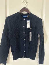 Women's Medium /Polo Ralph Lauren Long Sleeve Cotton Cable Knit Cardigan NAVY