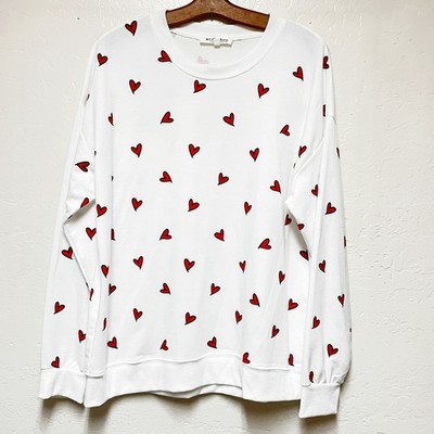 Workshop Republic Clothing Womens Size L Shirt Red Hearts Long Sleeve Top