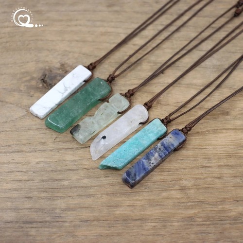 Healing Crystal Natural Stone Slice Pendants Necklace,Reiki Chakra Gmes - Picture 18 of 46