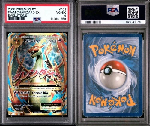 M CHARIZARD EX 2016 POKEMON Evolutions FULL ART / M Rare PSA 4