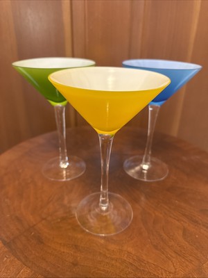 Pier 1 Cased Glass Martini Glasses Stemware Made In Italy Set Of 3 Pier One