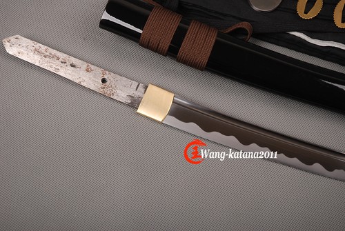 Black Full Tang Short Katana Sword Real Sharp Japanese Samurai Tanto 1095Steel - Picture 11 of 14