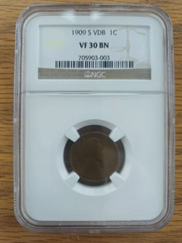 1909 S  VDB Lincoln Cent - NGC, VF 30, BN