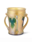 Signed “L C Tiffany Favrile” Three-armed Loving Cup-style vase.  Circa 1910