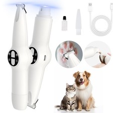 Dog Paw Trimmer LED Cordless 2in1 Grooming Grinder 3 Ports Pets Care