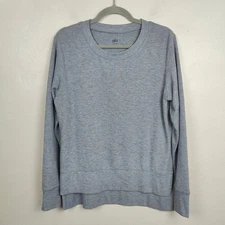 ALO Yoga Glimpse Top Womens Medium Crewneck Pullover Heathered Gray Sweatshirt