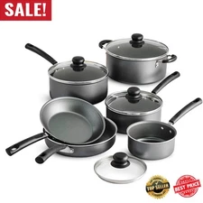 10 Piece Non-stick Cookware Set Frying Pan Saucepan Gas Ceramic Glass W/ Cover