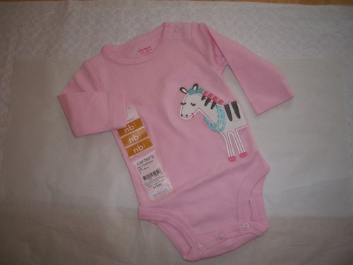 CARTER'S GIRL'S BODYSUIT PINK WITH CUTE ZEBRA NEW WITH TAG - Picture 2 of 3