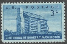US. 1074. Log Cabin. Booker T. Washington (1856-1915) Black Educator. MNH. 1956