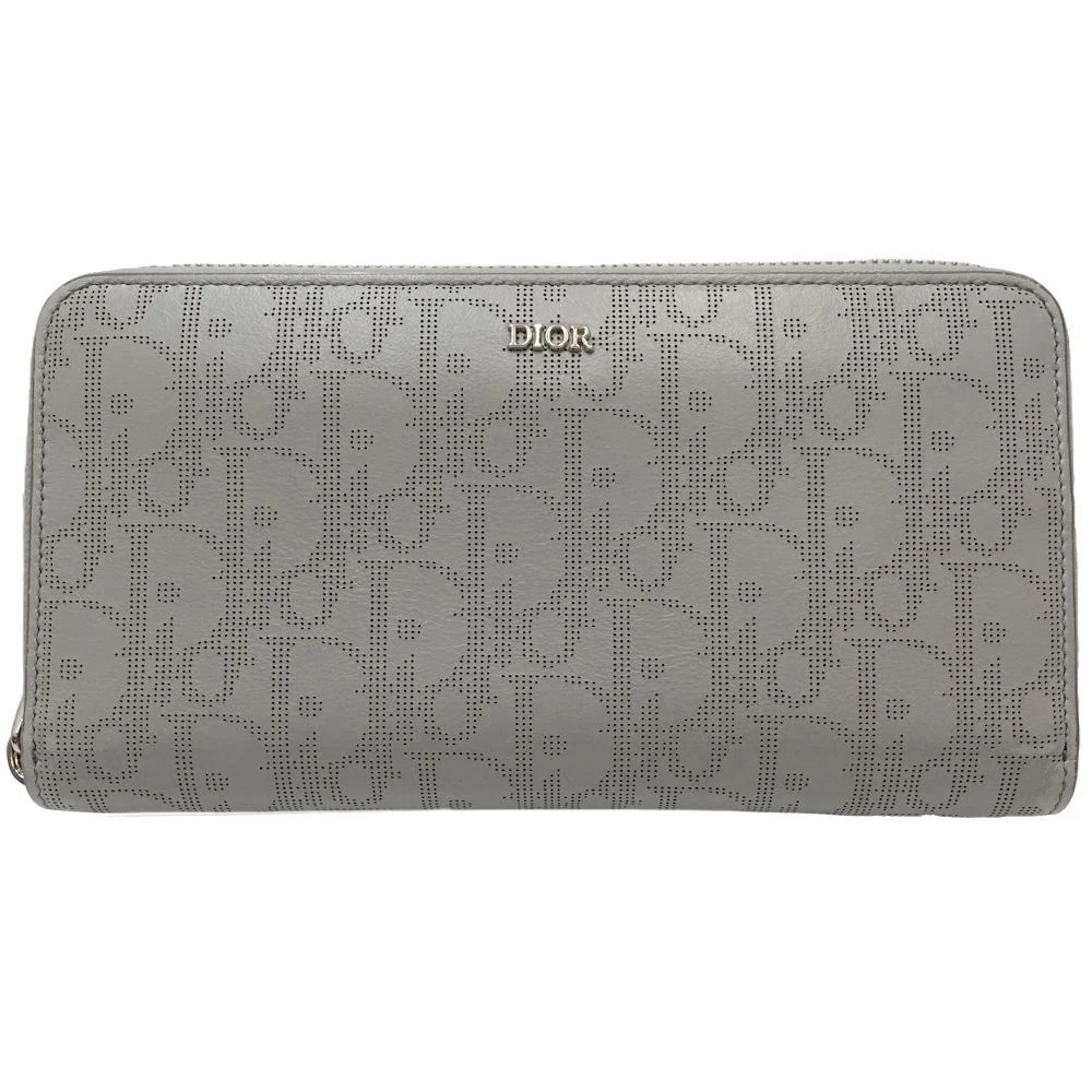 Portefeuille Christian Dior Dior oblique long zippé 10 BO 0232 cuir de veau gris/181156